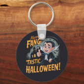 Vampier Funny heeft een Fang-Tastic Halloween Sleutelhanger (Voorkant)