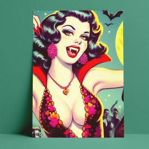  Vampier Horror Meisje Briefkaart