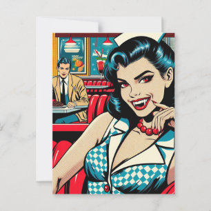 Vampier in het retro diner briefkaart