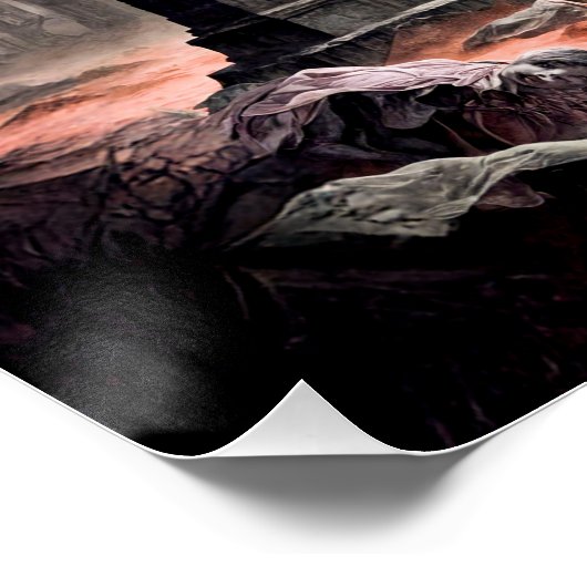 Vampier in Moonlit Graveyard Perfect Poster (Hoek)