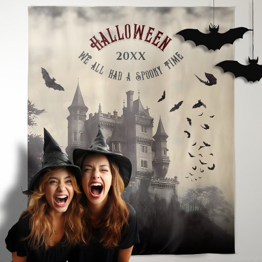 Vampier Kasteel Halloween Foto Booth Achtergrond Wandkleed