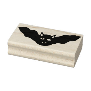 Vampier Kat Gezicht Vleermuis Halloween Wood Art S Rubberstempel