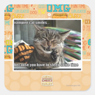 vampier-kat glimlacht vierkante sticker