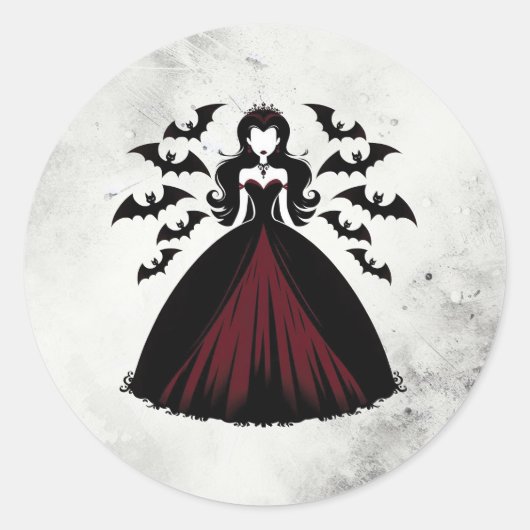 Vampier Koningin Halloween Feest Ronde Sticker (Voorkant)