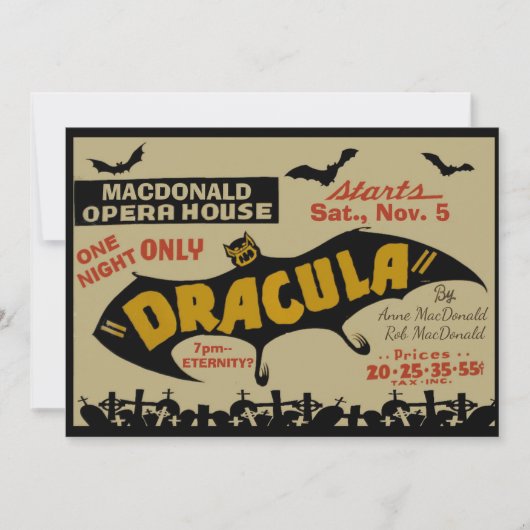 Vampier Marquee Aangepaste Tekst Halloween Kaart (Voorkant)