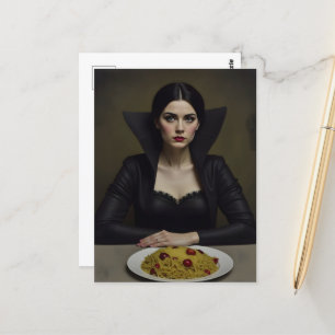 Vampier met een Pasta Diner Briefkaart