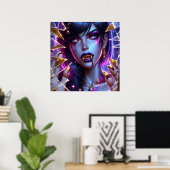 Vampier met Gouden Fangs Ai Art Poster (Thuiskantoor)