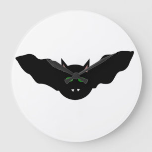 Vampier met kat tegen klemval met halloween wandkl grote klok
