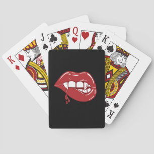 Vampier rode lippen druppelen bloeddruppels pokerkaarten