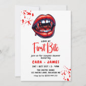 Vampier rode lippen Halloween paren douche Kaart (Voorkant)