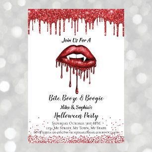 Vampier rode lippen Halloween party white Kaart