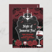 Vampier-thema Halloween uitnodiging (Voorkant / Achterkant)