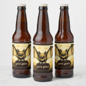 Vampier vleermuis goud bier etiket (Flessen)