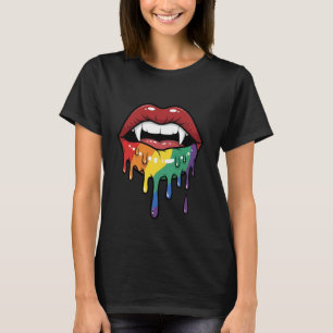 Vampierhoektanden druppelende regenbooglippen Ed T-shirt