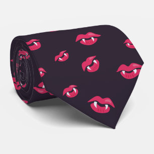 Vampierlips en hoekpatroon stropdas