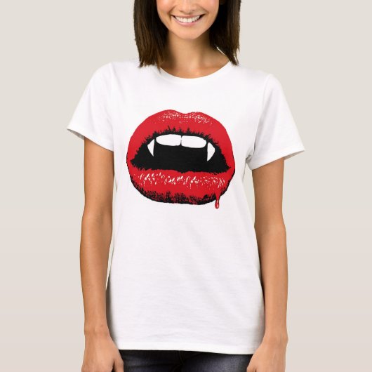 Vampierlips & fangs T-Shirt, vrouwen T-shirt (Voorkant)