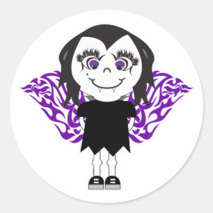 Vampire Angel Girl Tribal Wings Ronde Sticker