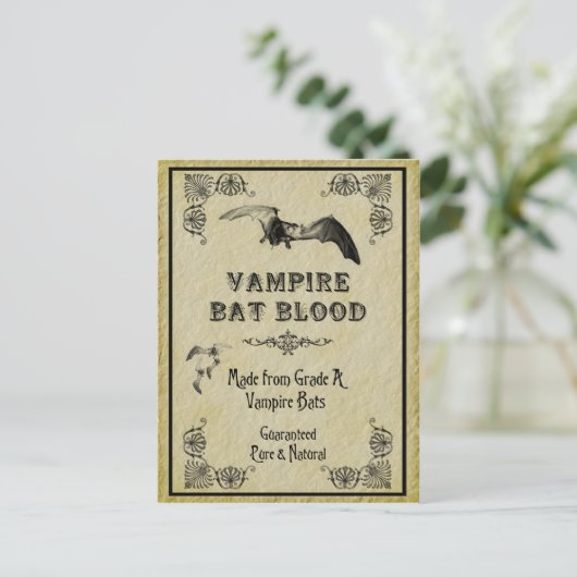 Vampire Bat Blood Halloween Recipcard Briefkaart (Staand voorkant)