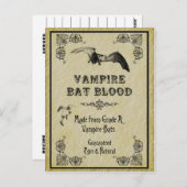 Vampire Bat Blood Halloween Recipcard Briefkaart (Voorkant / Achterkant)