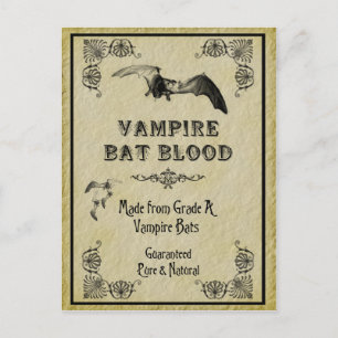 Vampire Bat Blood Halloween Recipcard Briefkaart