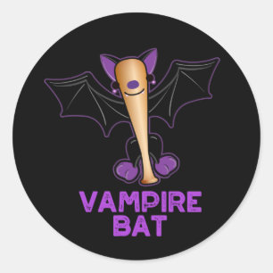 Vampire Bat Funny Baseball Pun Dark BG Ronde Sticker