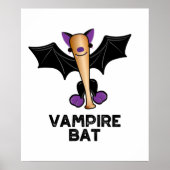 Vampire Bat Funny Baseball Pun Poster (Voorkant)