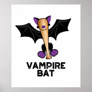 Vampire Bat Funny Baseball Pun Poster