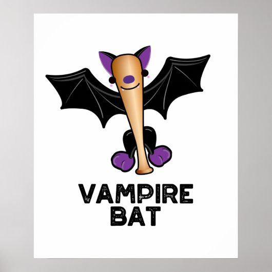 Vampire Bat Funny Baseball Pun Poster (Voorkant)