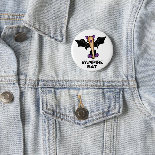 Vampire Bat Funny Baseball Pun Ronde Button 5,7 Cm (In situ)