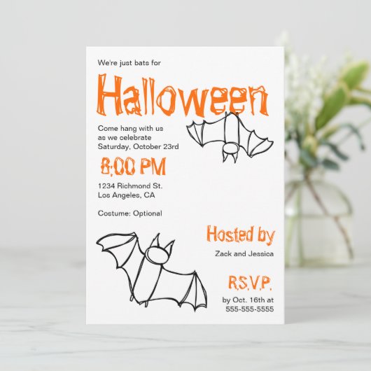 Vampire Bat Halloween Party Invitation (Debout devant)