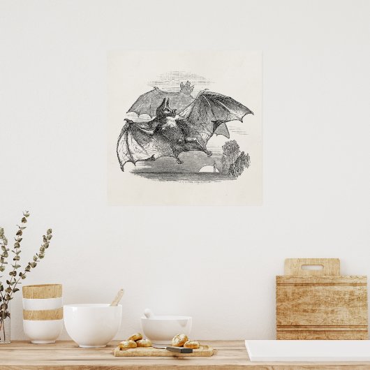 Vampire Bats Aangepaste Retro Bats Poster (Keuken)