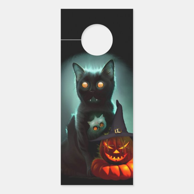 Vampire Cat and Wizard Pumpkin Halloween Surreal (Voorkant)