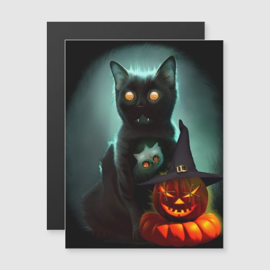 Vampire Cat and Wizard Pumpkin Halloween Surreal (Voorkant / Achterkant)