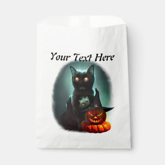 Vampire Cat and Wizard Pumpkin Halloween Surreal Bedankzakje (Voorkant)