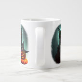 Vampire Cat and Wizard Pumpkin Halloween Surreal Extra Grote Beker (Achterkant)