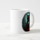 Vampire Cat and Wizard Pumpkin Halloween Surreal Extra Grote Beker (Voorkant rechts)