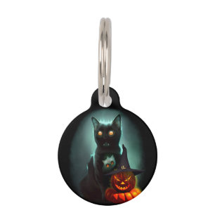 Vampire Cat and Wizard Pumpkin Halloween Surreal Huisdierpenning