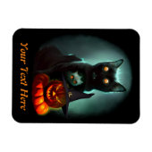Vampire Cat and Wizard Pumpkin Halloween Surreal Magneet (Horizontaal)