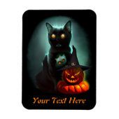 Vampire Cat and Wizard Pumpkin Halloween Surreal Magneet (Verticaal)