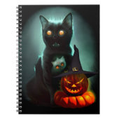 Vampire Cat and Wizard Pumpkin Halloween Surreal Notitieboek (Voorkant)