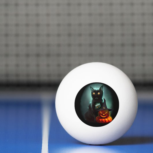 Vampire Cat and Wizard Pumpkin Halloween Surreal Pingpongballen (Net)