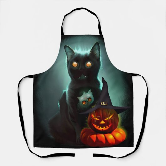 Vampire Cat and Wizard Pumpkin Halloween Surreal  Schort (Voorkant)