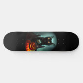 Vampire Cat and Wizard Pumpkin Halloween Surreal Skateboard (Horizontaal)