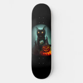 Vampire Cat and Wizard Pumpkin Halloween Surreal Skateboard (Voorkant)