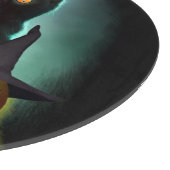 Vampire Cat and Wizard Pumpkin Halloween Surreal Snijplank (Hoek)
