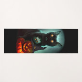 Vampire Cat and Wizard Pumpkin Halloween Surreal Yogamat (Voorkant (horizontaal))