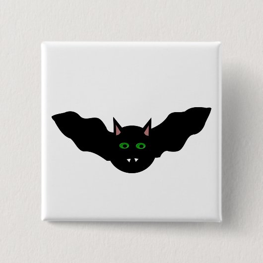 Vampire Cat Faced Bat Halloween Button (Voorkant)
