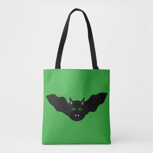 Vampire Cat Faced Bat Halloween Canvas tas (Voorkant)