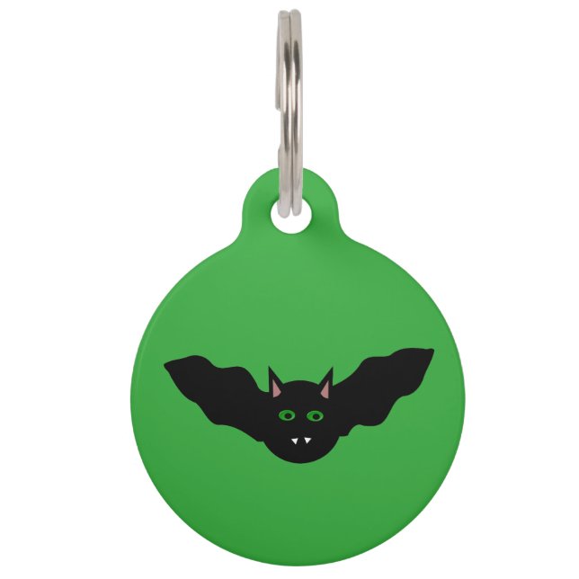 Vampire Cat Faced Bat Halloween Custom Dog Label Huisdierpenning (Voorkant)