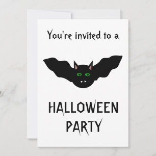 Vampire Cat Faced Bat Halloween Party Kaart